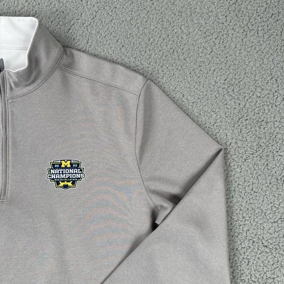 Johnnie-O Michigan Wolverines 2023 National Champs 1/4 Zip Men Medium Grey - Picture 9 of 16